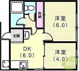 西海文化 2DKの間取図画像