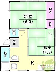 西本アパート 2Kの間取図画像