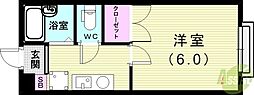 サンカレッジ 1Kの間取図画像