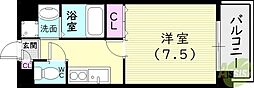 カレッジハイツ学園 1Kの間取図画像