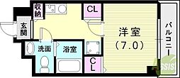 フローレンス西 1Kの間取図画像
