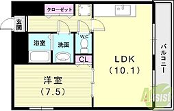 フロール須磨 1LDKの間取図画像
