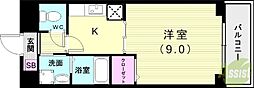 サンセール 1Kの間取図画像