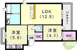 A-CUBE 2LDKの間取図画像