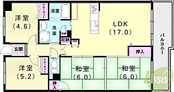 ルイシャトレ須磨名谷 4LDKの間取図画像