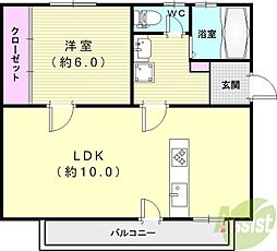 高尾台住宅2号棟 1LDKの間取図画像