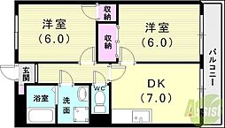 ハイツ・プレール 2DKの間取図画像