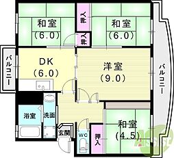 横尾5団地51号棟 4DKの間取図画像