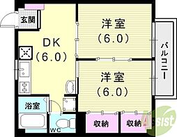 ウィンズハイツ2 2DKの間取図画像