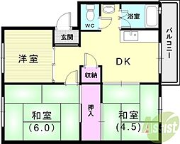 伊川谷団地4号棟 3DKの間取図画像