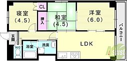 サンエール板宿 3LDKの間取図画像