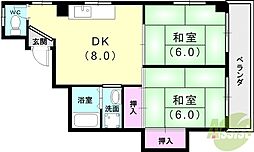 野村ビル 4階2DKの間取り