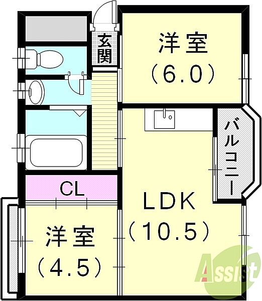 福田ハイツ ｜兵庫県神戸市垂水区福田2丁目(賃貸マンション2LDK・3階・48.27㎡)の写真 その2