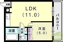 寿ハイツ 4階1LDKの間取り