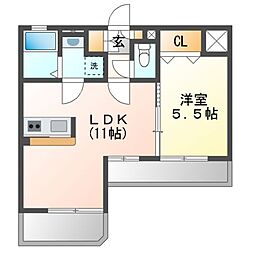 Viora溝ノ口 1LDKの間取図画像