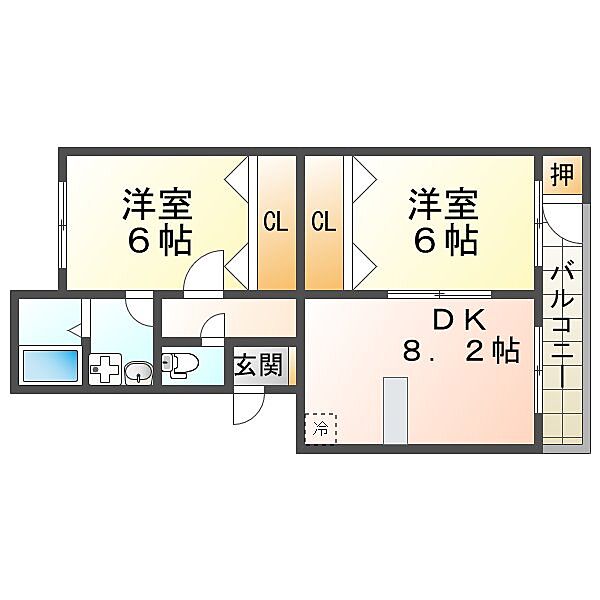 ときわ塩屋レクラン ｜兵庫県神戸市垂水区塩屋台1丁目(賃貸マンション2DK・2階・54.30㎡)の写真 その2