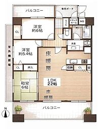 ディナスティ東大阪アテンシアシティ 3LDKの間取図画像
