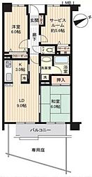 レーベンハイム川口元郷サザンテラス 2SLDKの間取図画像