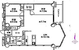 エルザタワー55 2LDKの間取図画像