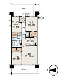 イニシア川口フィールズ 3LDKの間取図画像