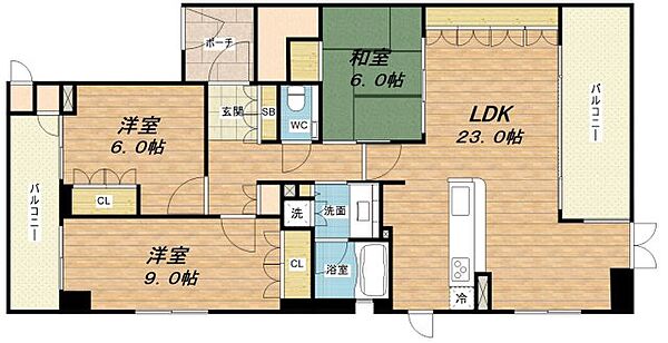 ヴァンデュールアッシュ南船場 ｜大阪府大阪市中央区南船場2丁目(賃貸マンション3LDK・10階・99.67㎡)の写真 その2