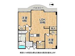 アメニティ草津 2LDKの間取図画像
