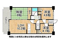 朝日プラザ伏見桂川 3LDKの間取図画像