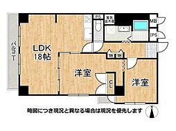 パレス山科 2LDKの間取図画像