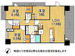 ル・サンク浜大津AQUA 3LDKの間取図画像