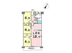 星和豊田町コーポラス 3LDKの間取図画像