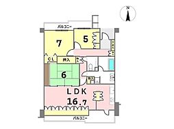 八事月見ケ岡シティーハウスセンターガーデン 3LDKの間取図画像