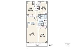 川口青木町スカイハイツ 3LDKの間取図画像