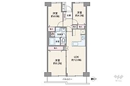 上青木スカイハイツ 3LDKの間取図画像