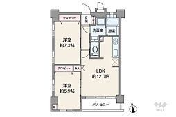 ヴィアーレタワー西川口 2LDKの間取図画像