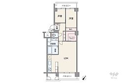 ハウス南ときわ台 2LDKの間取図画像