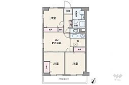 ベルエア第一川口 3LDKの間取図画像