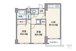ときわ第一マンション 2LDKの間取図画像
