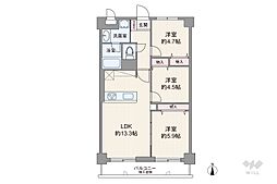 扶桑ハイツ南浦和 3LDKの間取図画像