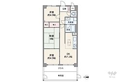 扶桑ハイツ南浦和 3DKの間取図画像