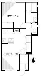 サニーサイドコート神明 1LDKの間取図画像