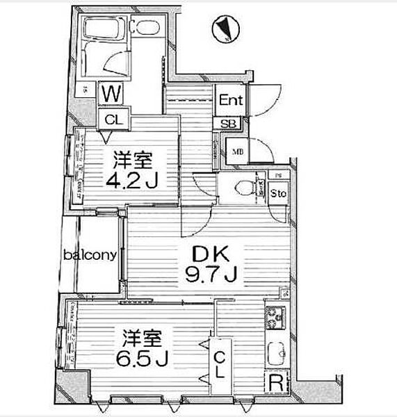 東京都中央区日本橋茅場町3丁目(賃貸マンション2LDK・9階・49.44㎡)の写真 その2