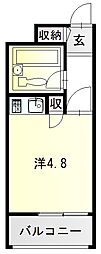 朝日プラザ武蔵ケ辻 ワンルームの間取図画像