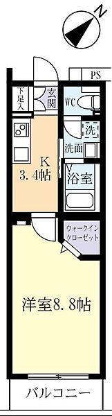 ウイングコート末広町 0305｜茨城県水戸市末広町1丁目(賃貸マンション1K・3階・29.96㎡)の写真 その2