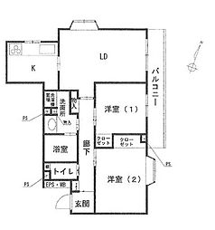 横浜西パーク・ホームズ 2LDKの間取図画像