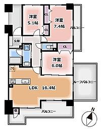サーパスつきみ野 3LDKの間取図画像
