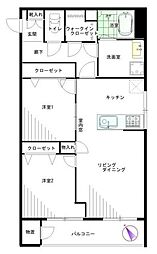 三ッ沢ハイツ 2LDKの間取図画像