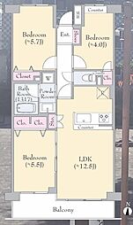 武蔵新城パーク・ホームズ 3LDKの間取図画像