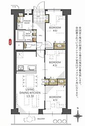 川崎セントラルコーポ 3LDKの間取図画像