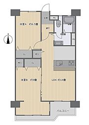 野庭団地621-1号棟 2LDKの間取図画像