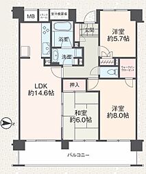 リーデンススクエア横浜鶴見 3LDKの間取図画像